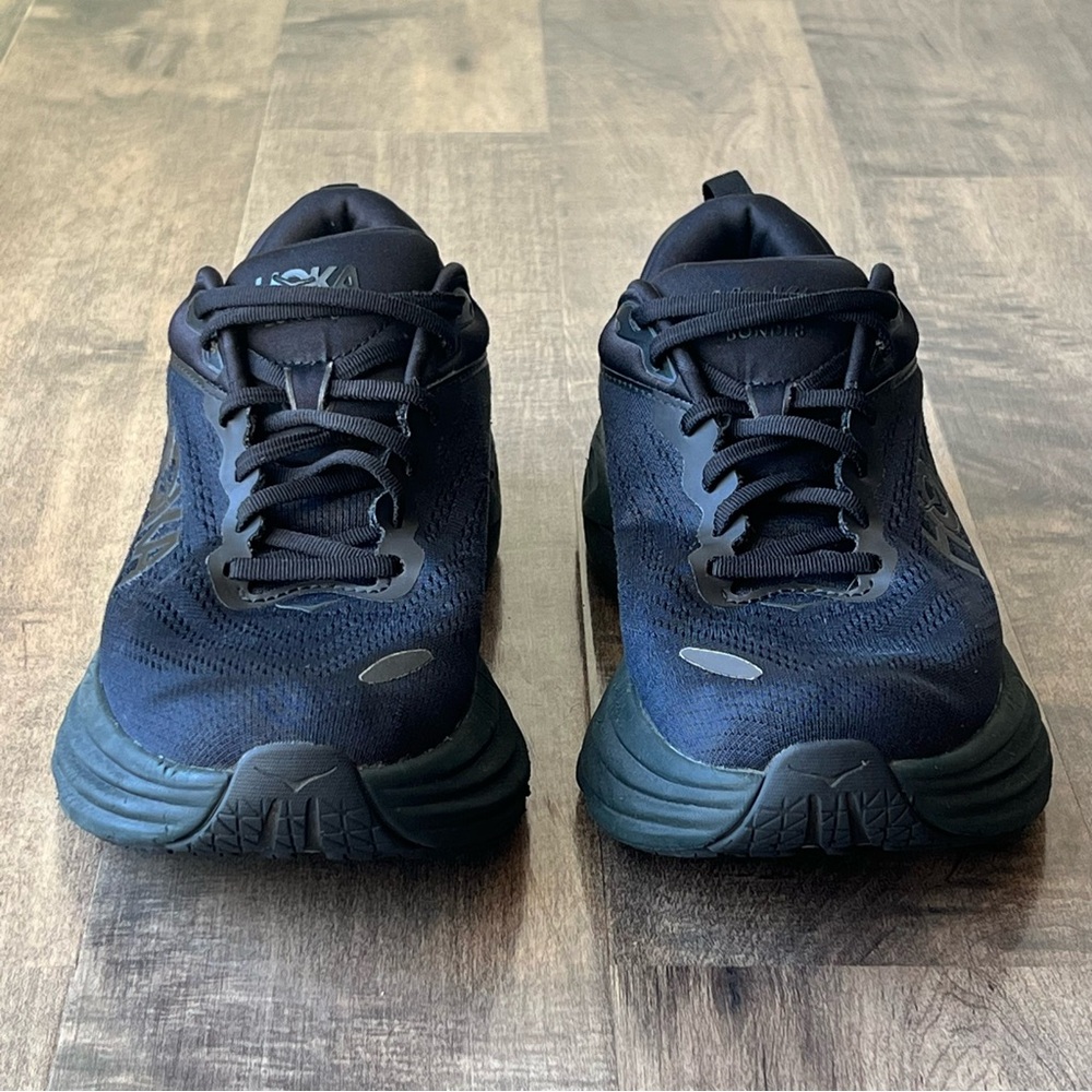 Hoka One One Womens WIDE Bondi 8 Black 1127954 BBLC Running Shoes Size 10 - Picture 2 of 10
